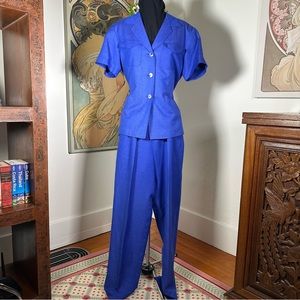 Vintage david n. Short Sleeve Button Up and Dress Pants 2 Piece Women’s Suit